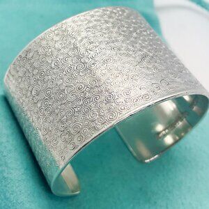 Rare Tiffany & Co Makers Sterling Silver Swirl Swirls Cuff Bracelet 6.25"